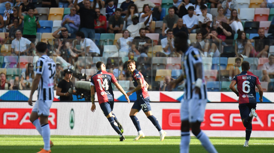 Serie A: il Cagliari passa a Udine grazie a Maldini, il Torino ferma il Bologna 1-1